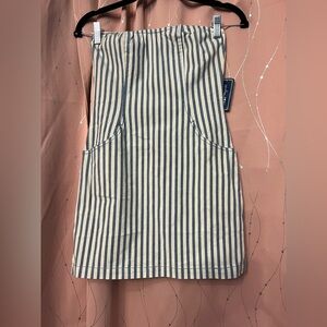 Forever 21 Blue and Cream Vertical Stripe Mini Dress